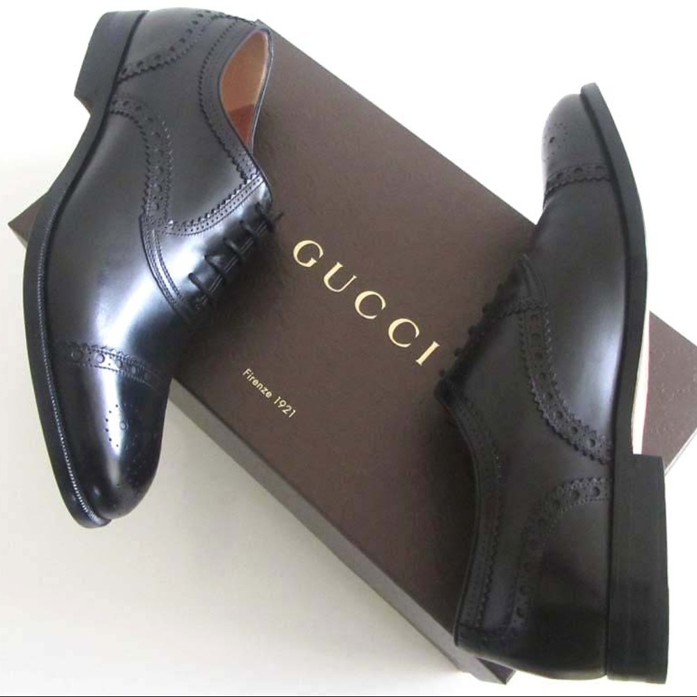 new GUCCI black perforated cap toe shoes 8 / 9 US - Picture 5 of 6